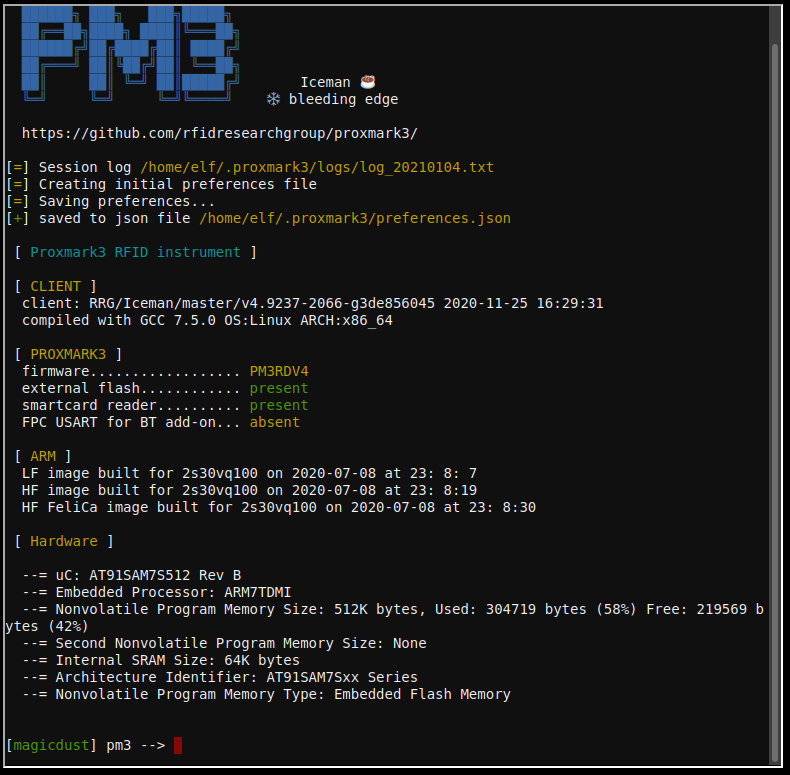 Proxmark console